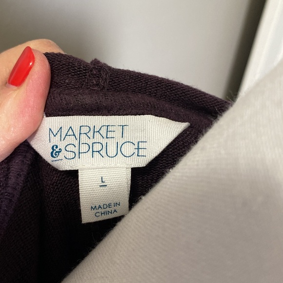 Market and Spruce hoody style top, long sleeves, front pocket, purple, size L - Picture 5 of 7